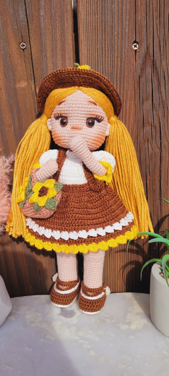 Sunflower Crochet Doll,Knitted Dolls,Crochet Patterns,Gift for  baby's,Handmade Doll,Gift For Her,Gift For Girl,Gift For Kid's,Toy's For