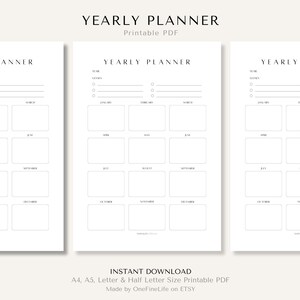 Yearly Planner| Annual PlannerI Yearly PlanI A4/A5/Letter/Half Letter| Instant Download PDF| Printable PDF