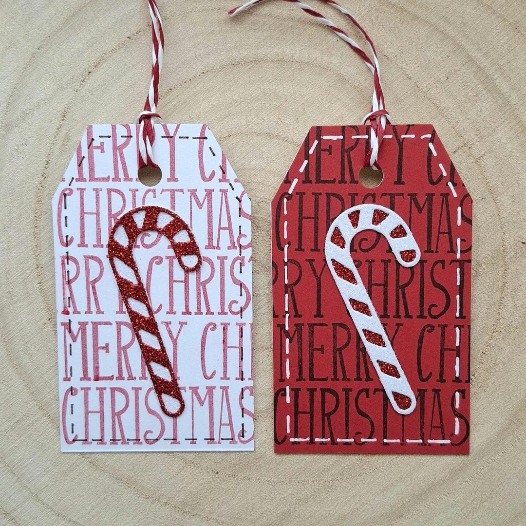 Handmade Christmas Gift Tags | Glitter Candy Cane Design (set of 6 ...