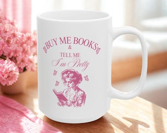 Bookish Mug, Stylish Woman Reading, Librarian Gift, 11oz Ceramic