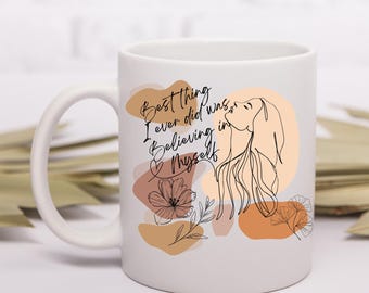 Self-Love Mug, Inspirational Ceramic Mug, Minimalist Line Art