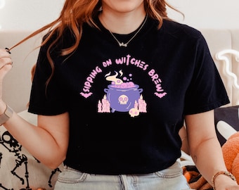 Comfort Colors Halloween T-Shirt, Sipping On Witches Brew Tee