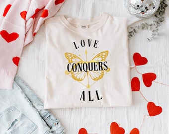 Love Conquers All,Eros & Psyche,Mythology shirt,Greek gods,Valentines,greek mythology teeGreek ,Mythology,greek apparel