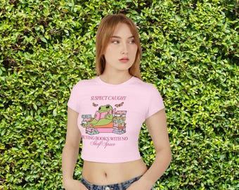 Funny Frog Crop Top: Book Lover Shirt, Organic Cotton Y2K Tee