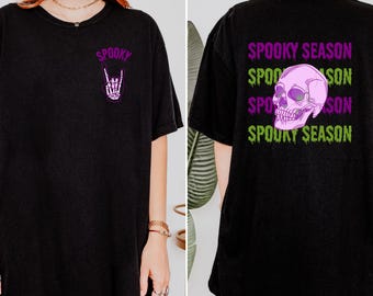Skull halloween tee,Spooky season,comfort colors,creep it real,Fall T-shirt,halloween party,Retro Halloween shirt,skeleton hand shirt.