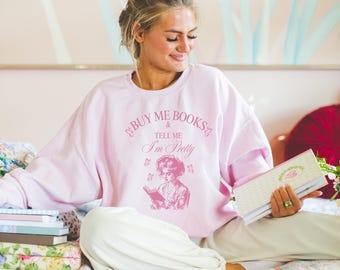 Book Lover Sweatshirt: Vintage Pink Reading Woman Crewneck