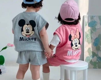 Mickey and Minnie Set | Vest and Short Set | Disneyland Outfit | Disneyworld Outfit | Disney Cruise Outfit | Toddler | 2 Pieces Set