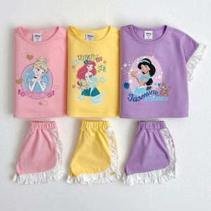 Disney Princess Set | Shirt & Short Set | Disneyland | Disneyworld Outfit | Disney Cruise | Jasmine | Cinderella | Ariel | Summer 2024