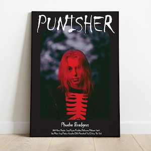 Punisher Illustration Print Phoebe Bridgers Portrait Wall Art Digital Artwork Indie Music Album Cover Printable Retro Girly Dorm Room Decor
