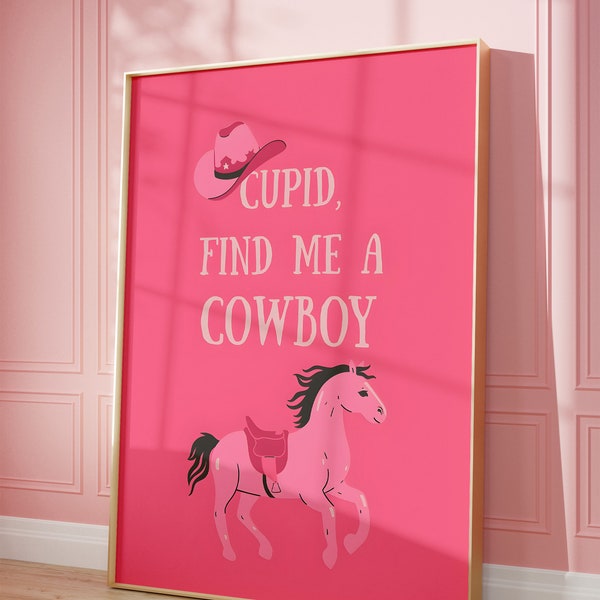 Preppy Cowboy Poster Girls Dorm Room Decor Digital Download Pink Cowgirl Wall Art Gifts For Country Female South Western Art Prints