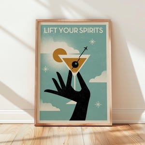 Spirits Bar Cart Poster Modern Home Bar Decor Digital Download Retro Bar Drinks Wall Art Trendy Beverage Print Girly Dorm Room Decor