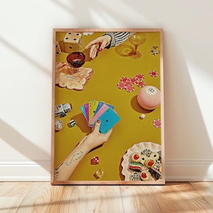 Female Playing Cards Retro Bar Cart Poster Digital Download Poker Table Wall Art Trendy Girly Cocktail Printable Modern Dorm Room Decor