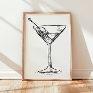 Martini Cocktail Prints Minimalist Bar Cart Printable Olive Martini Poster Home Bar Wall Decor Digital Download Dirty Martini Wall Art