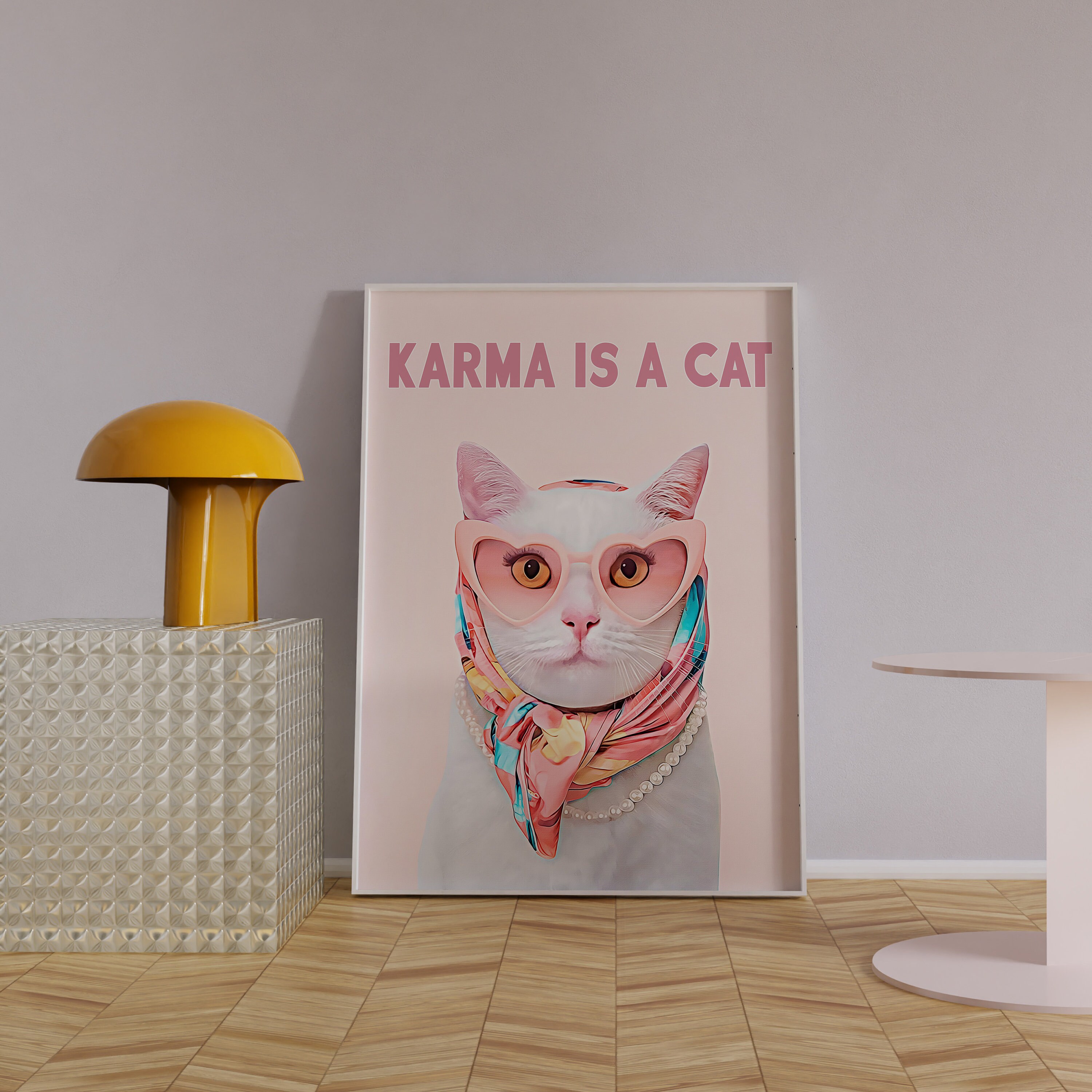 Karma is A Cat Taylor Print Trendy Midnights Song Wall Art Digital Artwork Preppy Cat ...