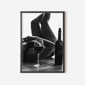 Black And White Wine Poster Luxury Bar Cart Decor Digital Artwork Retro Alcohol Wall Art For Home Bar Decor Modern Feminist Art Prints