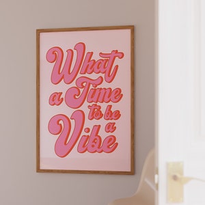 Good Vibe Only Groovy Bar Cart Wall Art Digital Artwork Trendy Printable Girly Dorm Room Decor Preppy Quote Poster Pink Aesthetic 70s Sign