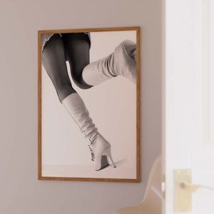 Cowgirl Boots Poster Retro Girls Dorm Room Decor Black And White Bar Cart Decor Southwestern Woman Prints Digital Artwork Country Wall Art