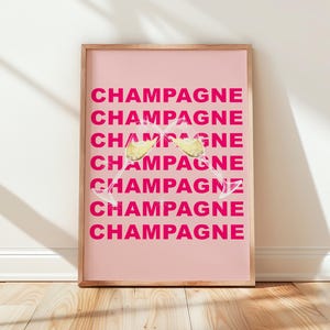 Champagne Flutes Prints Bar Cart Pink Poster Trendy Champagne Printable Kitchen Wall Decor Digital Download Champagne Problems Poster