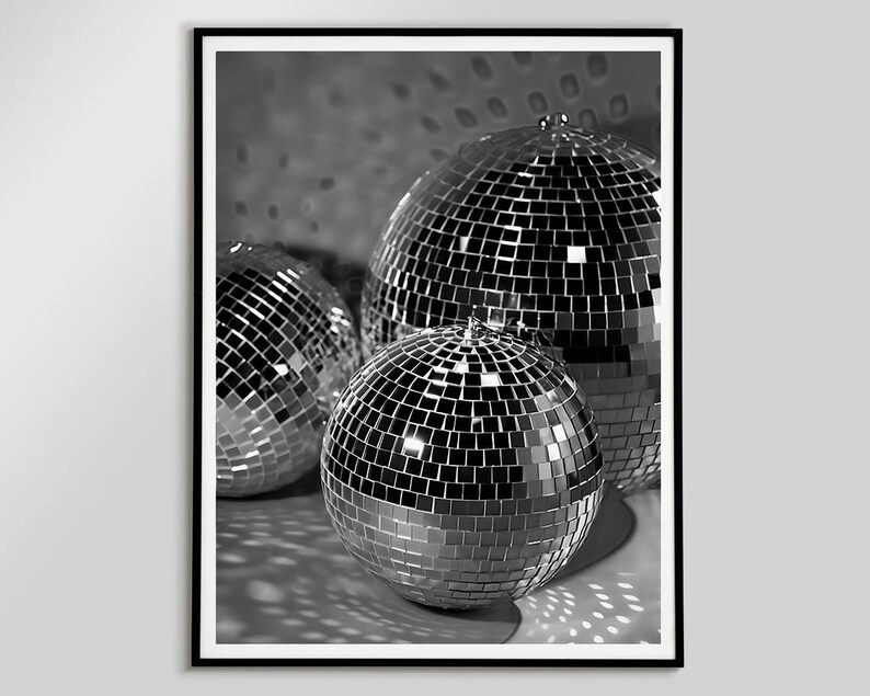 Black And White Disco Lounge Mönchengladbach Black and White Disco Ball Poster Modern Bar Cart Wall Art Digital
