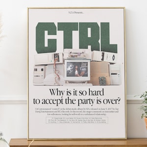 CTRL Album Cover Poster Trendy SZA Wall Art Digital Artwork Retro Music Illustration Printable SZA Song Lyrics Girly Dorm Room Decor