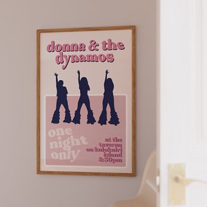 One Night Only Donna And The Dynamos Poster Preppy Girly Dorm Room Decor Trendy Disco Cover Wall Art Digital Download Funky Music Printable