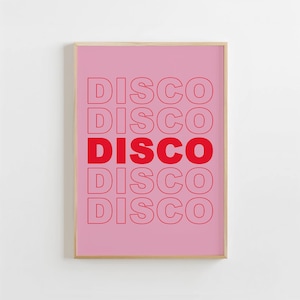 Minimalist Disco Wall Art Bar Cart Preppy Prints For Girls Dorm Room Decor Digital Download Pink Disco Poster Trendy Disco Prints