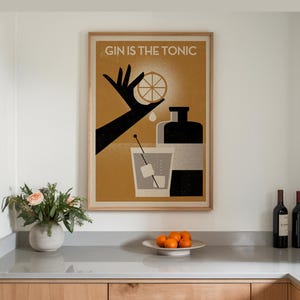 Gin And Tonic Prints Classic Cocktail Printable Above Bar Cart Poster Retro Cocktails Wall Art Home Bar Art Decor Digital Download Drinks