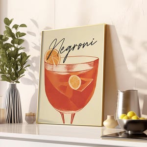 Classic Negroni Prints Retro Bar Cart Art Decor Trendy Kitchen Wall Art Negroni Cocktails Poster Digital Download Negroni Kitchen Printable