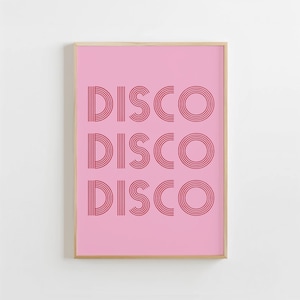 Pink Disco Wall Art Preppy Girls Room Wall Decor Minimalist Disco Bar Cart Prints Digital Download Trendy Disco Printable Dorm Room Poster
