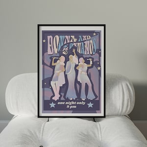Donna And The Dynamos One Night Only Poster Preppy Girly Dorm Room Decor Trendy Disco Cover Wall Art Digital Download Funky Music Printable
