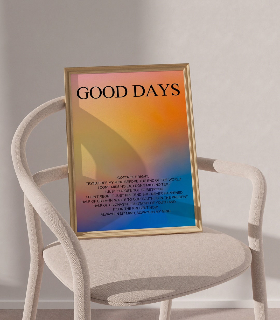 Good days lyrics poster retro sza wall art digital artwork music song