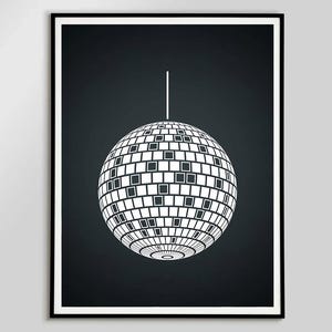 Trendy Disco Ball Poster Modern Girls Dorm Room Decor Retro Mirrorball Wall Art Digital Print Disco Ball Hanging Prints Minimalist Disco Art