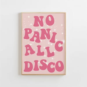 No Panic All Disco Poster Bar Cart Preppy Prints Pink Disco Wall Art For Girls Dorm Room Decor Digital Download Trendy Disco Printable