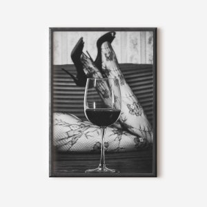 Wine Glass Poster Black And White Bar Cart Decor Luxury Alcohol Wall Art Digital Artwork Luxurious Home Bar Art Prints Retro Wine Prints