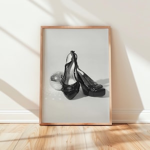 Minimalist Disco Wall Art Disco Ball Poster High Heels Prints For Bar Cart Art Decor Digital Download Disco Mirror Ball Prints Feminist Art