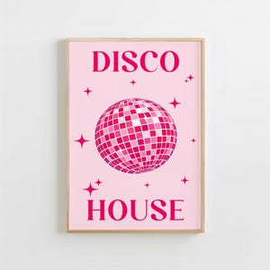 Disco House Printable Disco Ball Wall Art For Girls Bedroom Poster Mirrorball Prints Preppy Disco Poster Bar Cart Art Decor Digital Download