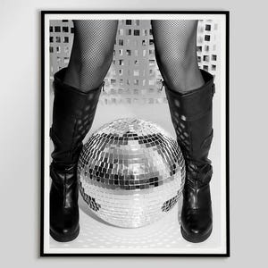 Funky Mirror Ball Prints Disco 70s Party Printable For Girls Dorm Room Decor Retro Disco Ball Wall Art Feminist Prints Digital Download