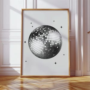 Minimalist Disco Ball Printable Mirrorball Poster Disco Retro Wall Art For Girly Bedroom Prints Disco Ball Art Decor Digital Download