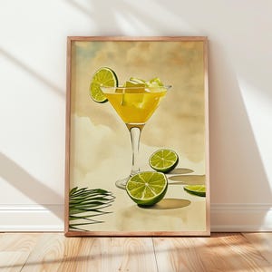 Margarita Prints Watercolor Kitchen Wall Art Classic Cocktails Printable Digital Download Retro Bar Cart Poster Alcohol Drinks Artwork