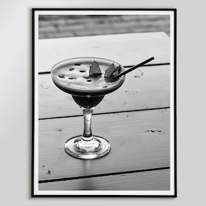 Espresso Martini Prints Classic Cocktail Printable Modern Bar Cart Wall Art Black And White Bar Poster Digital Download Retro Drinks Prints