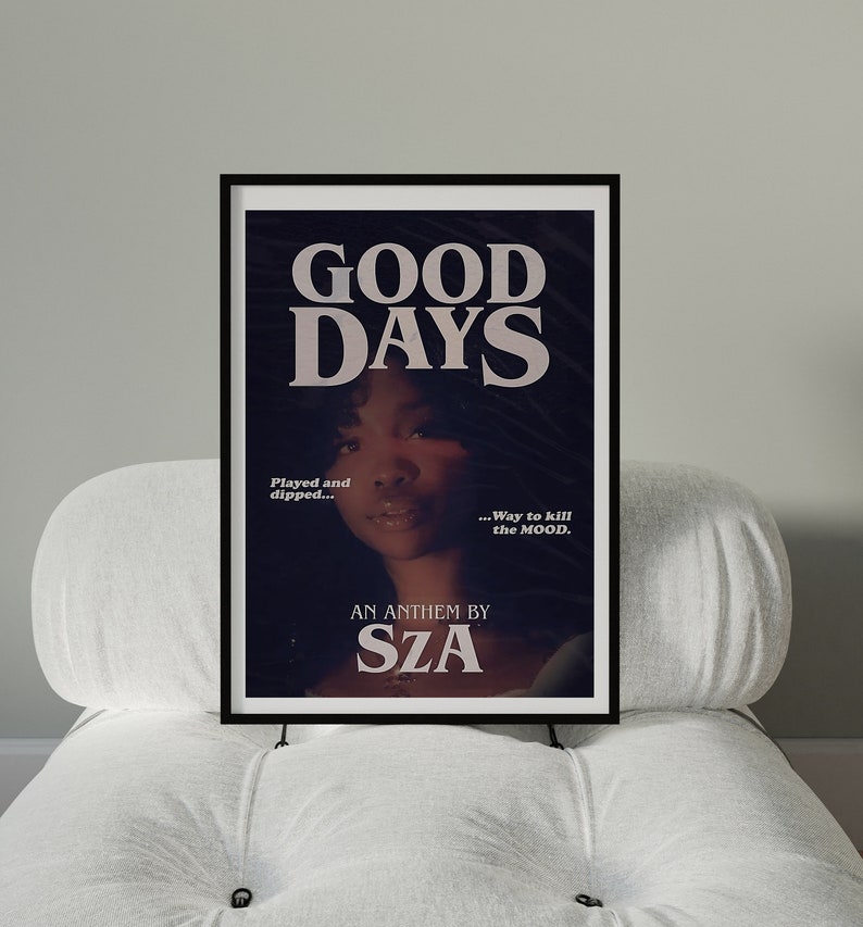 Good Days SZA Poster Music Song Illustration Wall Art Digital Artwork Good days sza poster music song illustration wall art digital artwork