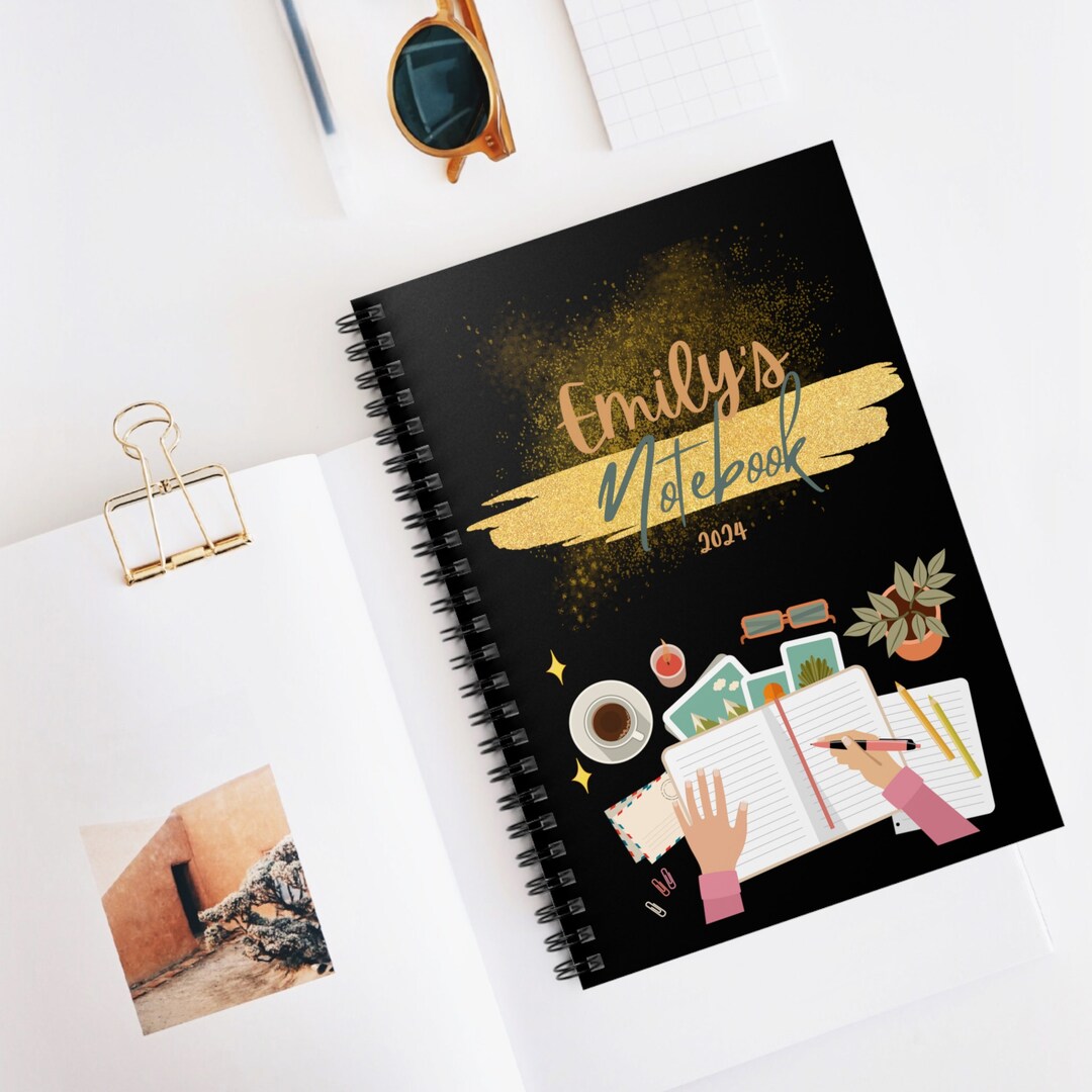 Black Custom Spiral Notebook Gift for Students College Girls Etsy