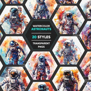 Aquarelle Astronaute Clipart, Aquarelle Astronaught PNG, Cosmonaut Clip art, Femme astronaute Fond transparent, Utilisation commerciale