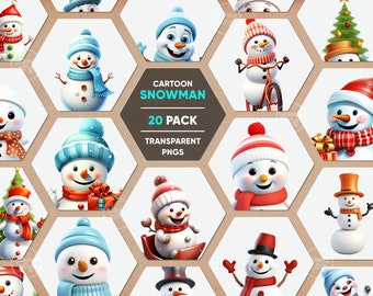 Cute Snowman Clipart, Funny Snowmen Clipart, Transparent Background Baby Snowman PNG, Chritmas clipart, Snowmen PNG&#39;s, Christmas Clipart