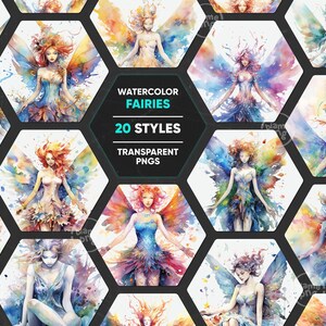 Aquarell Fee Clipart, Feengarten PNG, verzauberter Wald Clip Art, Aquarell PNG Feen, Märchen Clipart
