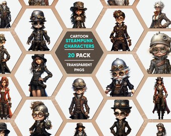 Cartoon Steampunk Clipart, Cute Steampunk Characters, Steampunk PNG, Steam Punk Clip Art, Baby Steampunk Character, Steampunk Caricature