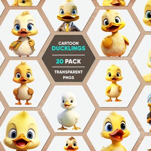 Cartoon Duckling Clipart, Cute Baby Duckling PNG, Baby Duck Clip Art, Yellow Duckling Illustrations, Transparent Background Ducklings