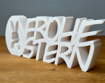 3D Druck Schriftzug "Frohe Ostern" - Deko-Schild, Osterdekoration für das Wohnzimmer / Schlafzimmer oder als Geschenk für die Familie