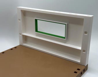 Compatible con Playmobil - Pared de ampliación de 225 mm con ventana y marco verde - Pasadores laterales derecho - izquierdo seleccionables, ¡pieza de repuesto impresa en 3D!