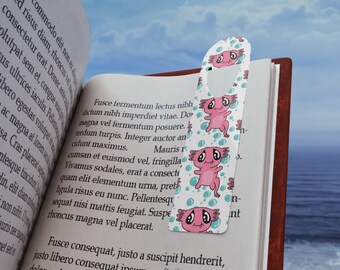Axolotl, Bookmark, Kids, Metal, Aluminum, Kawaii, Bubbles, Book